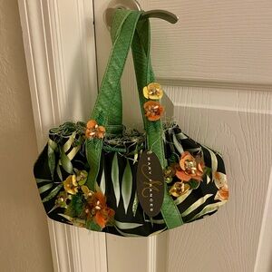 Mary Frances Green and Orange Floral Shoulder Bag